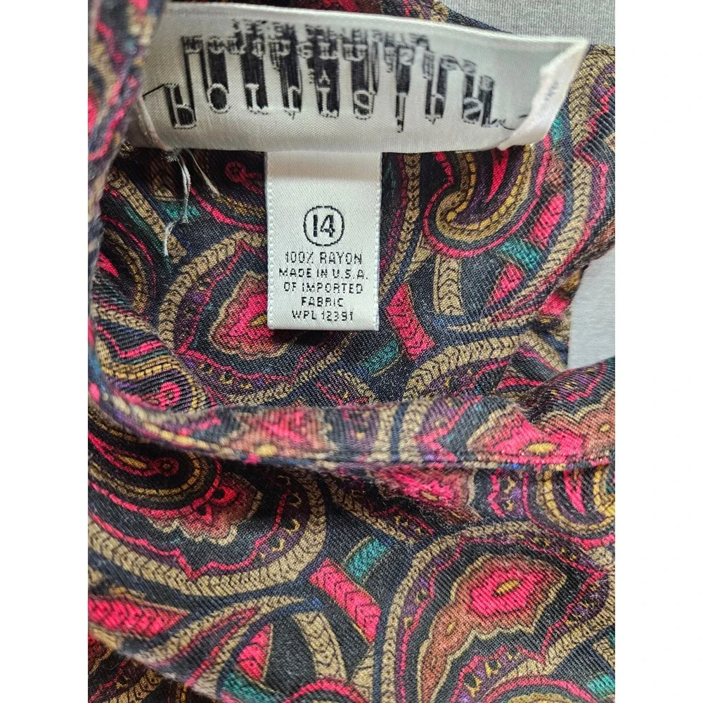 Vintage Portraits Northern Isles Paisley 2 Piece Set Rayon Blouse Pants Size 14
